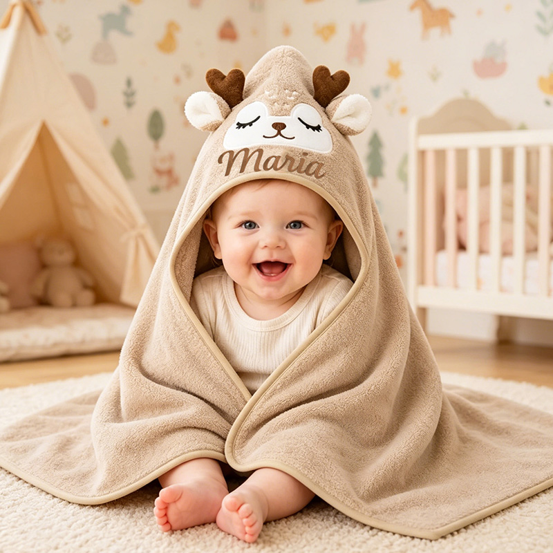 Personalized Baby Hooded Towel with Name Soft Cotton Animal Hooded Bath Towel Cute Baby Gift,Monogrammed Baby Towel Baby Shower Gift