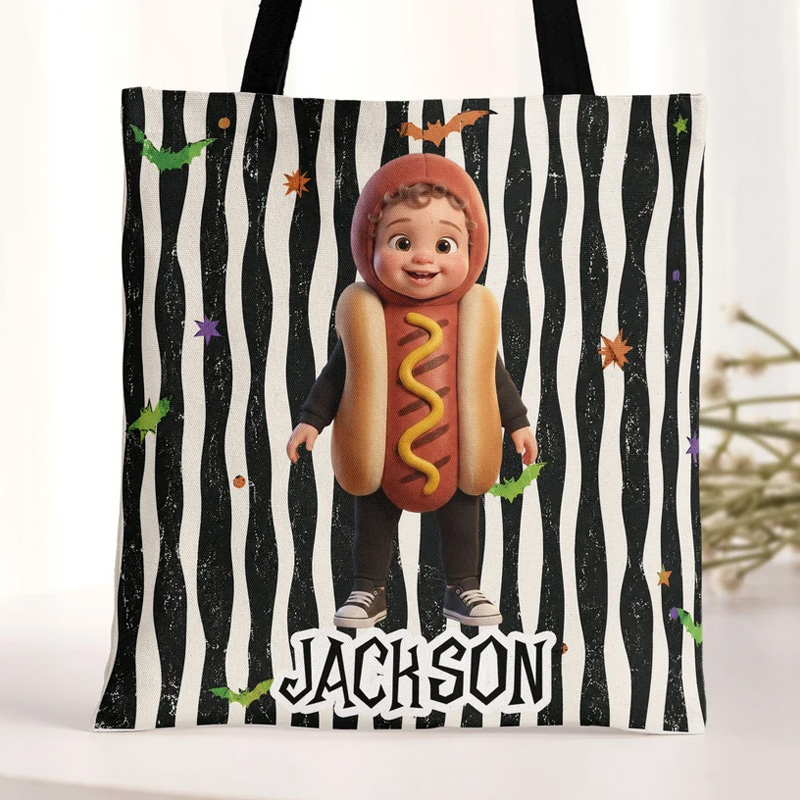 Personalized Tote Bag Kid Halloween Custom Cartoon Character Trick Or Treat