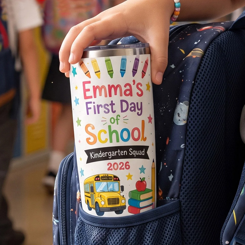 Personalized Back To School Tumbler For Kids Custom Name Study Buddy School Besties First Day Insulated Travel Cup