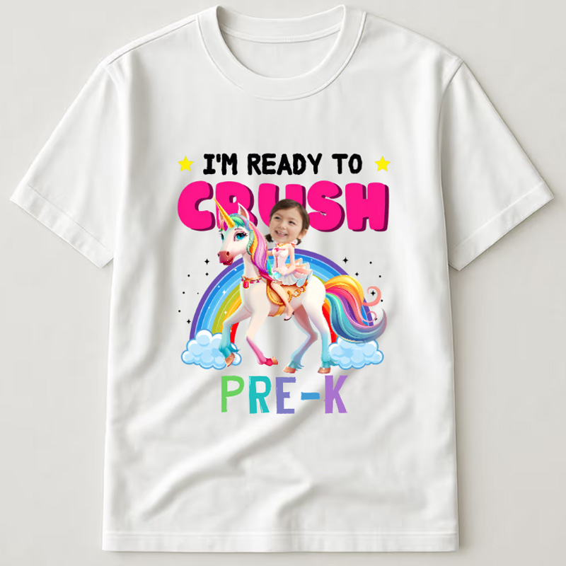 Personalized Im Ready To Crush Kindergarten Unicorn Rainbow Graphic First Day Of School Custom Name Kids Shirts
