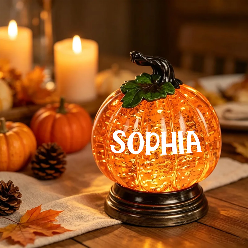 Personalized Halloween Name Lamp Glitter Glow Table Decor Kids Room Bedside Sequined Pumpkin Crystal Night Light