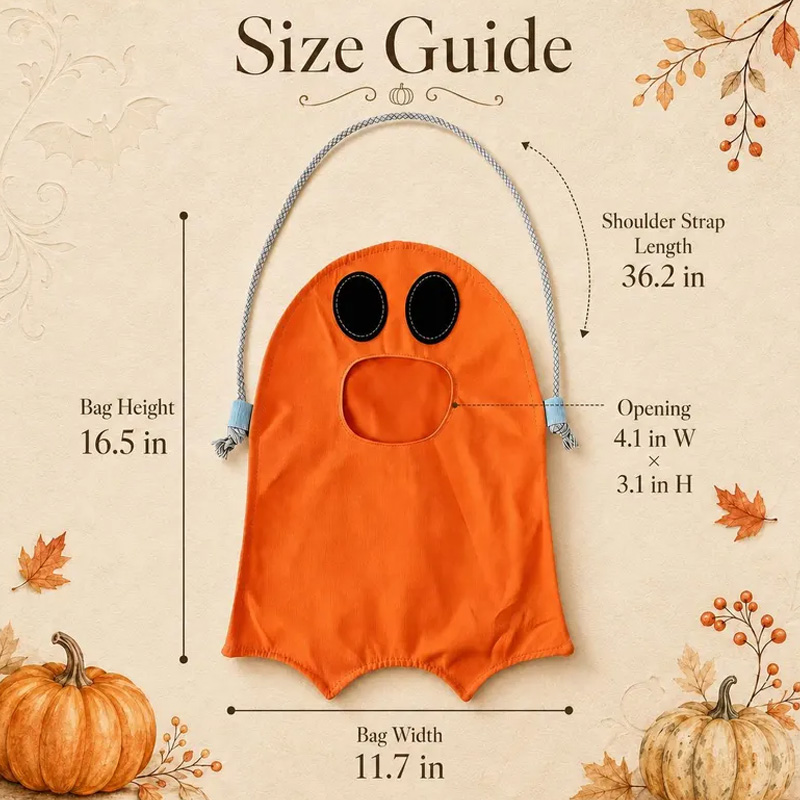 Personalized Rope Embroidery Ghost Halloween Candy Bag Custom Name Trick or Treat Bucket