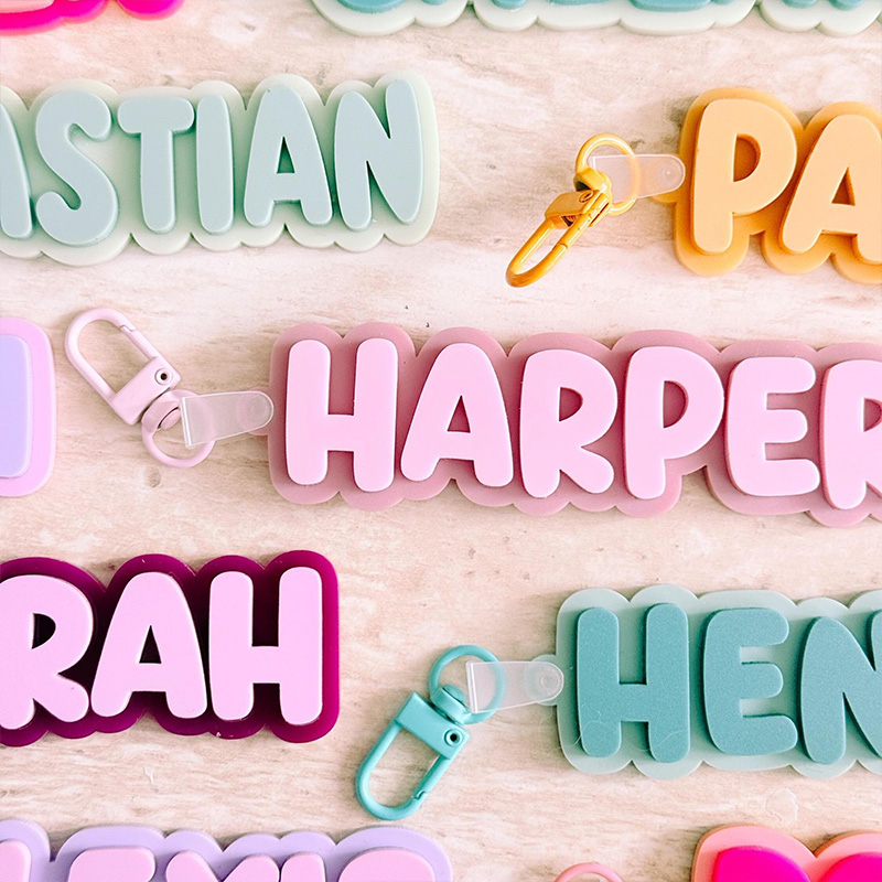 Personalized Name Keychain Pastel 3D Printing Letter Bag Charm Custom Kids Backpack Accessories Gift For Girls Boys