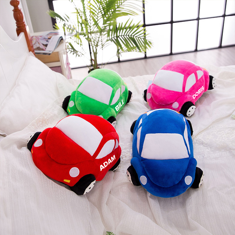 Personalized Car Plush Toy Custom Name Soft Green Vehicle Pillow Gift For Kids Toddlers Nursery Decor
