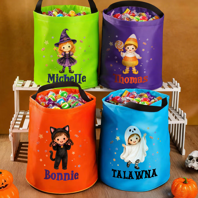 Personalized Halloween Cartoon Character Star Candy Lightweight Trick or Treat Bag with Name Halloween Party Gift for Kid