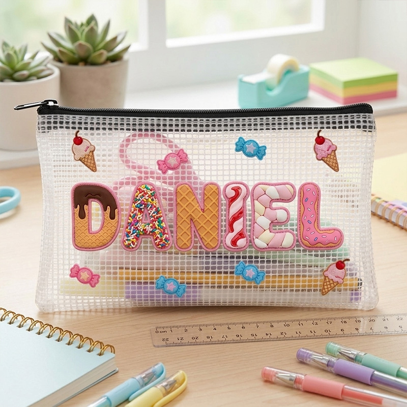 Personalized Kids Name PVC Pencil Case Glitter Pouch Custom School Supply Storage Bag Cute Gift For Girls Boys