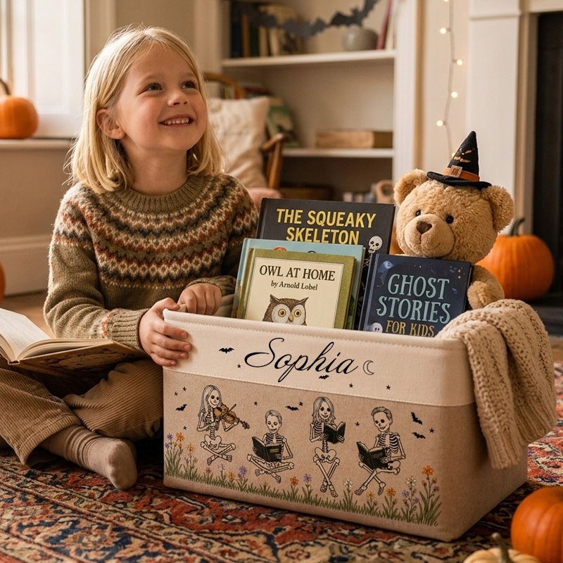 Personalized Kids Storage Bin Custom Name Fabric Organizer For Books Toys Nursery Laundry Basket