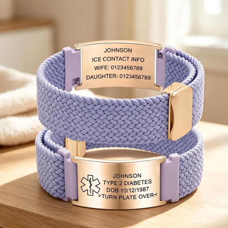Personalized Medical Alert Bracelet Wristband With Custom Name Soft For Everyday Wear