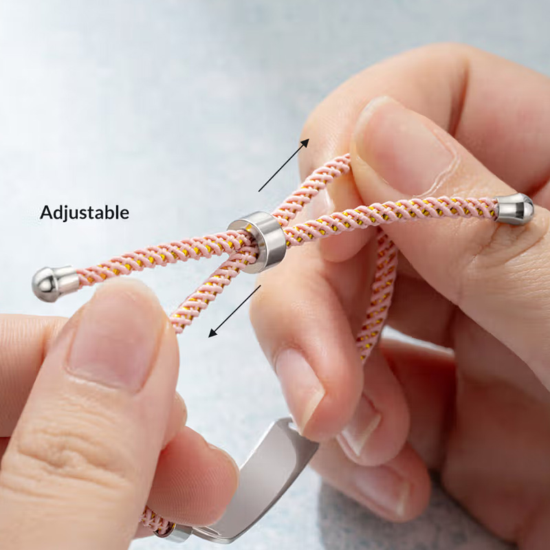 Personalized Adjustable Colorful Braided Cord Medical Emergency Alert ID Bracelet with Engraved Star of Life and Text Gift for Allergy Autism Kids
