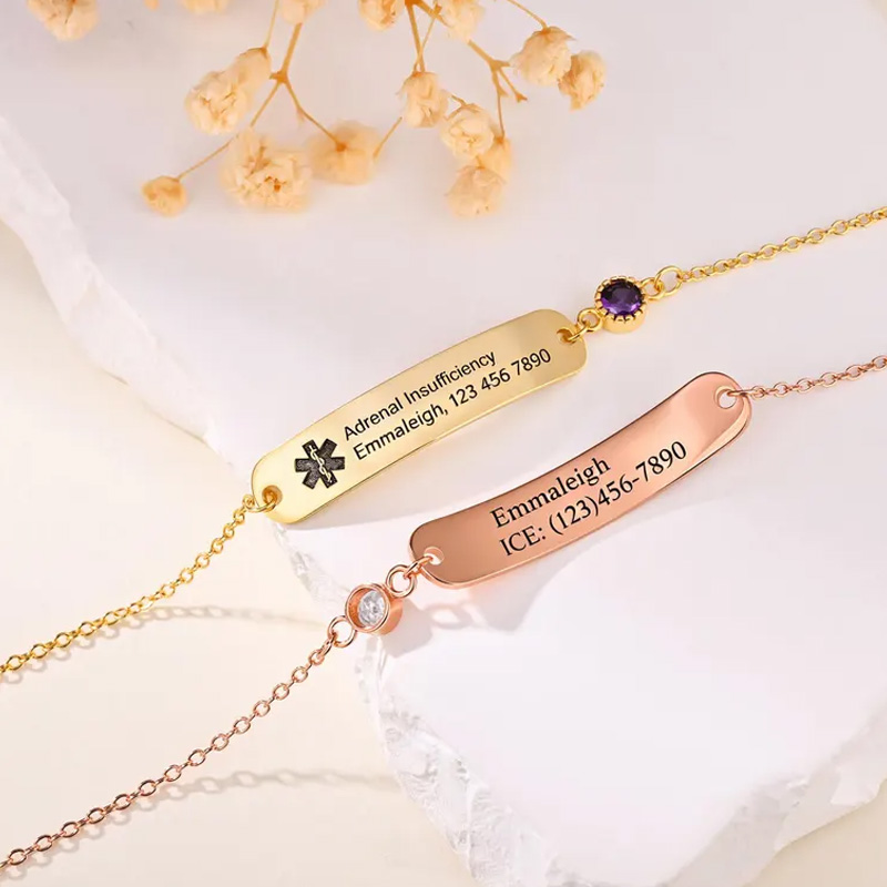 Personalized Silver Medical Bracelet With Custom Name Gift For Women Elegant Daily Wear Charm