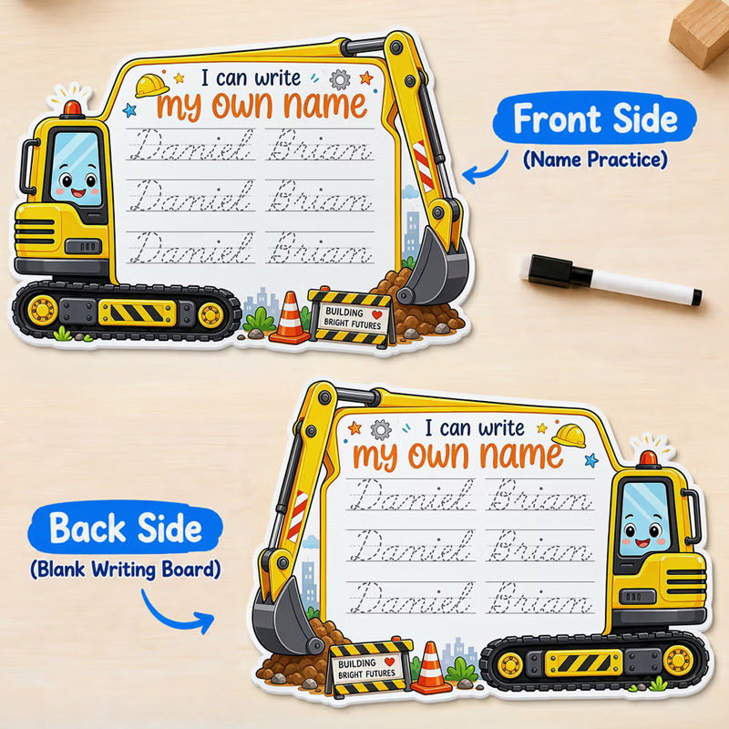 Personalized Cartoon Vehicle Name Reusable Tracing Board with Name Classroom Back to School Gift for Kids