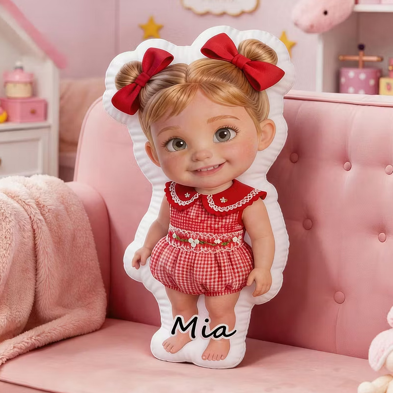 Personalized Custom Girl Photo Pillow Photo To Doll Kids Room Decor Cute Plush Gift For Daughter And Friends