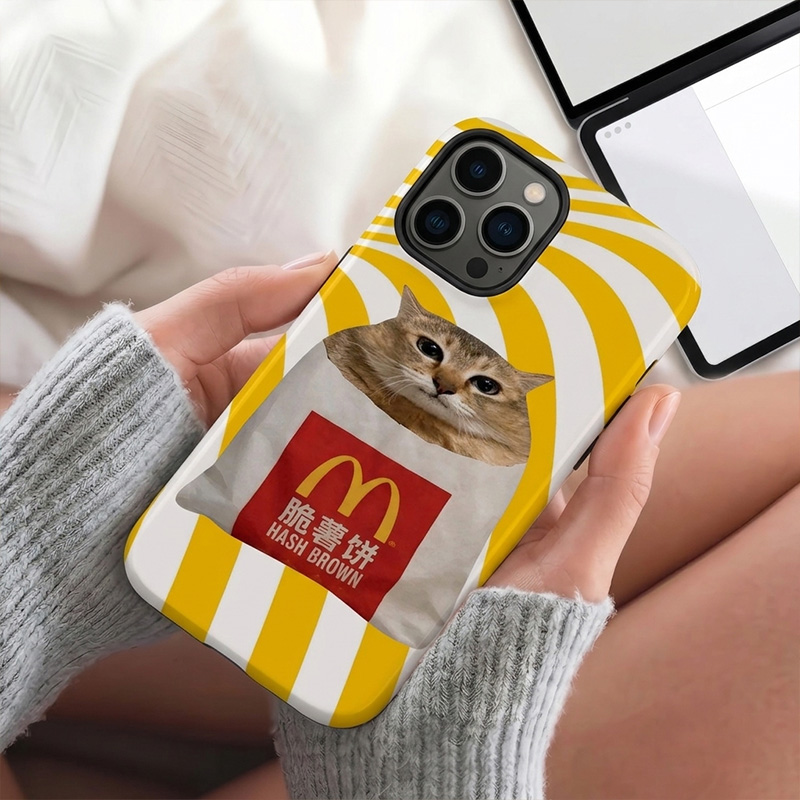 Personalized Funny Meimei Cat Hash Brown Phone Case Cute Meme Cat Prot