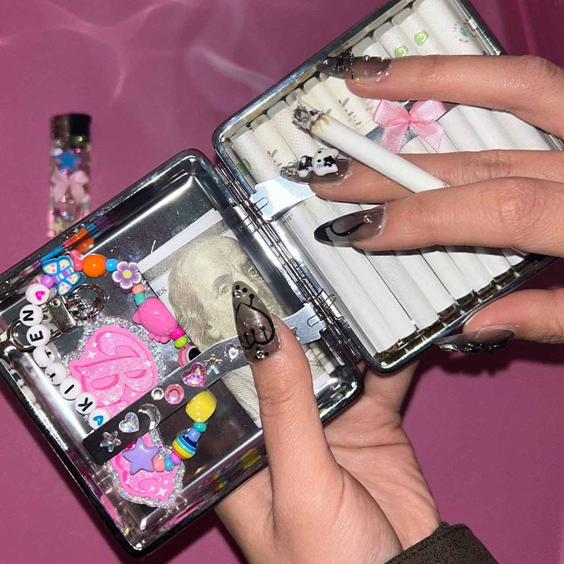 Personalized Save Meimei Cat Cigarette Case Cute Meme Cat Metal Smoking Box Portable Pocket Holder Gift For Fans