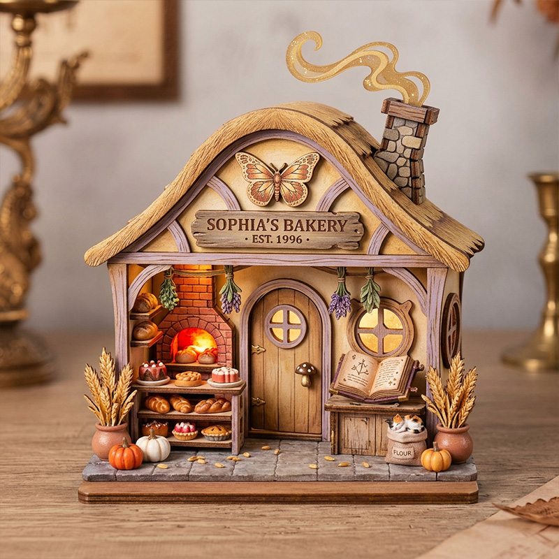 Personalized Bakery Wood Decor Custom Name Cottage House Sign Cozy Kitchen Shelf Ornament Gift For Bakers