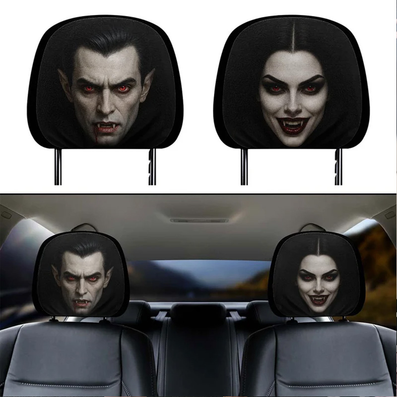 Personalized Car Headrest Covers Halloween Horror Passenger