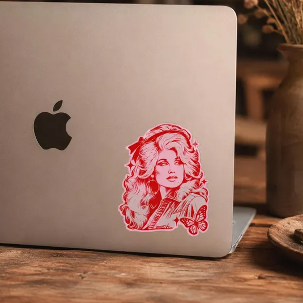 Dolly Parton Vinyl Sticker Pink Retro Country Music Sticker