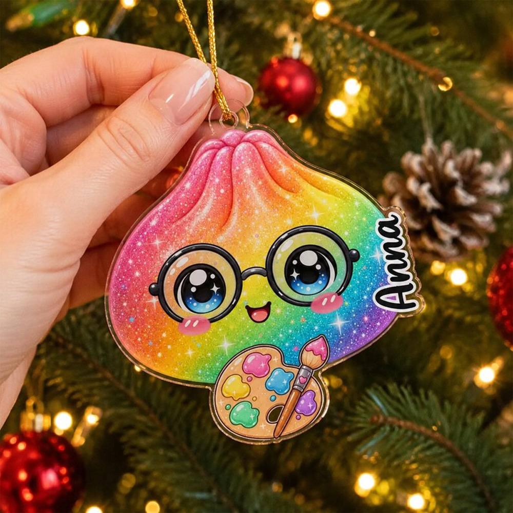 Personalized Cute Dumpling Ornament With Custom Name Colorful Holiday Tree Keepsake Gift For Kids