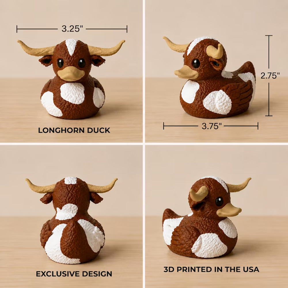 Personalized Longhorn Cow Duck Figurine Cute Farmhouse Hybrid Animal Ornament Funny Bathroom Decor Novelty Gift For Country Fans