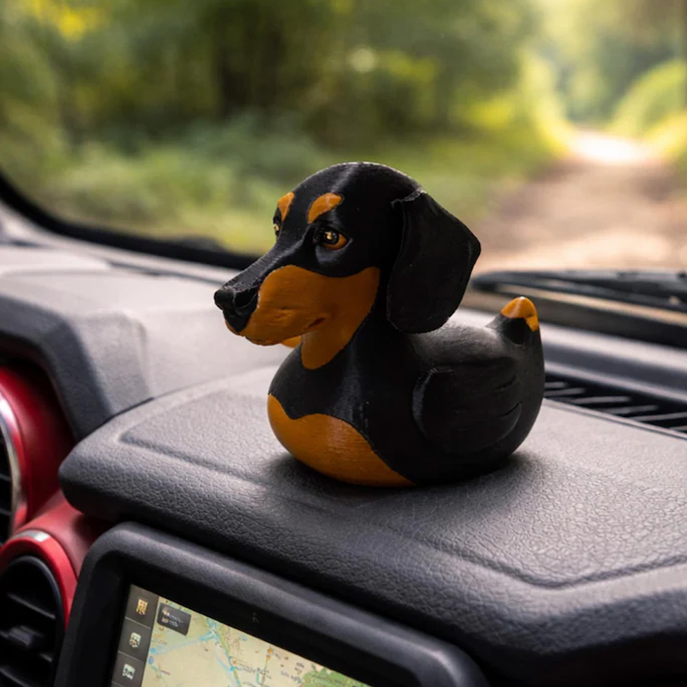 Pet Duck Figurines Cute Puppy Duck Hybrid Mini Ornaments Red Scarf Funny Desk Decor Novelty Gift For Dog Lovers