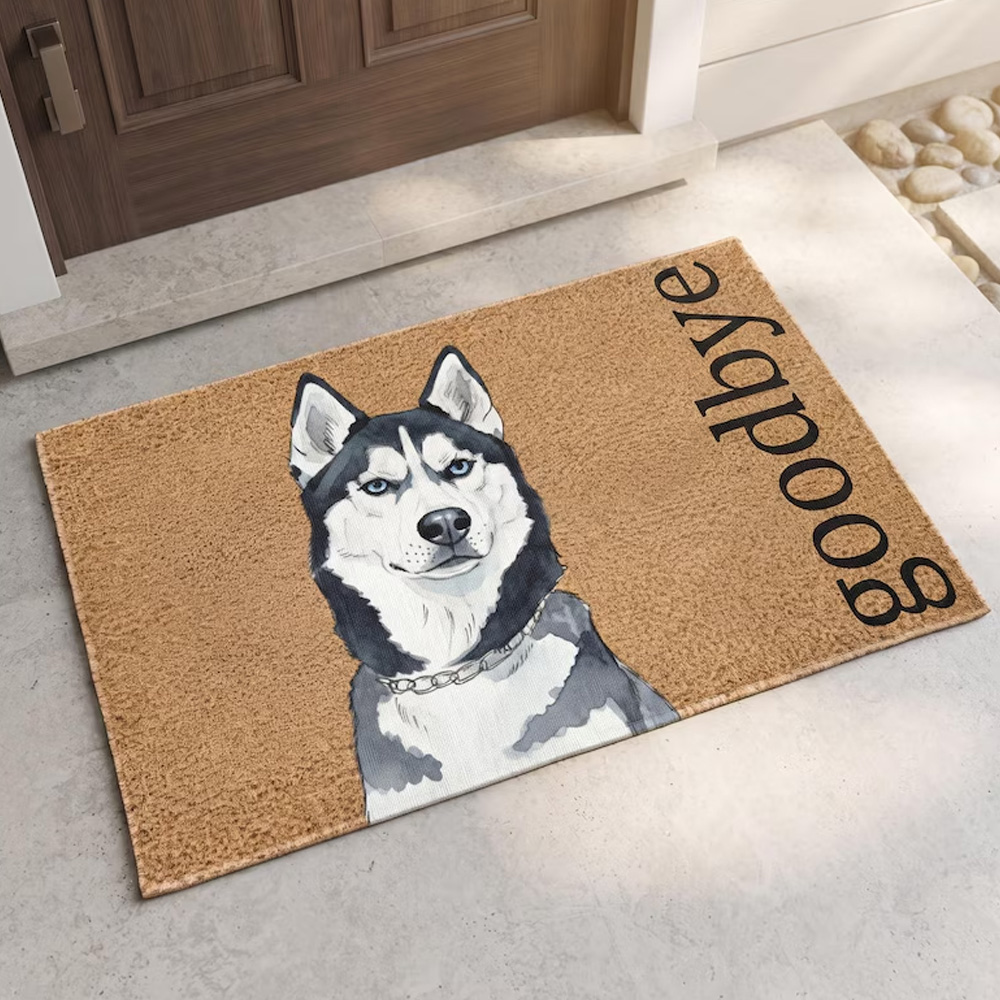 Personalized Dog Hello Doormat Custom Pet Portrait Front Door Mat Happy Puppy Entry Rug Gift For Dog Lovers Home Porch Outdoor Decor