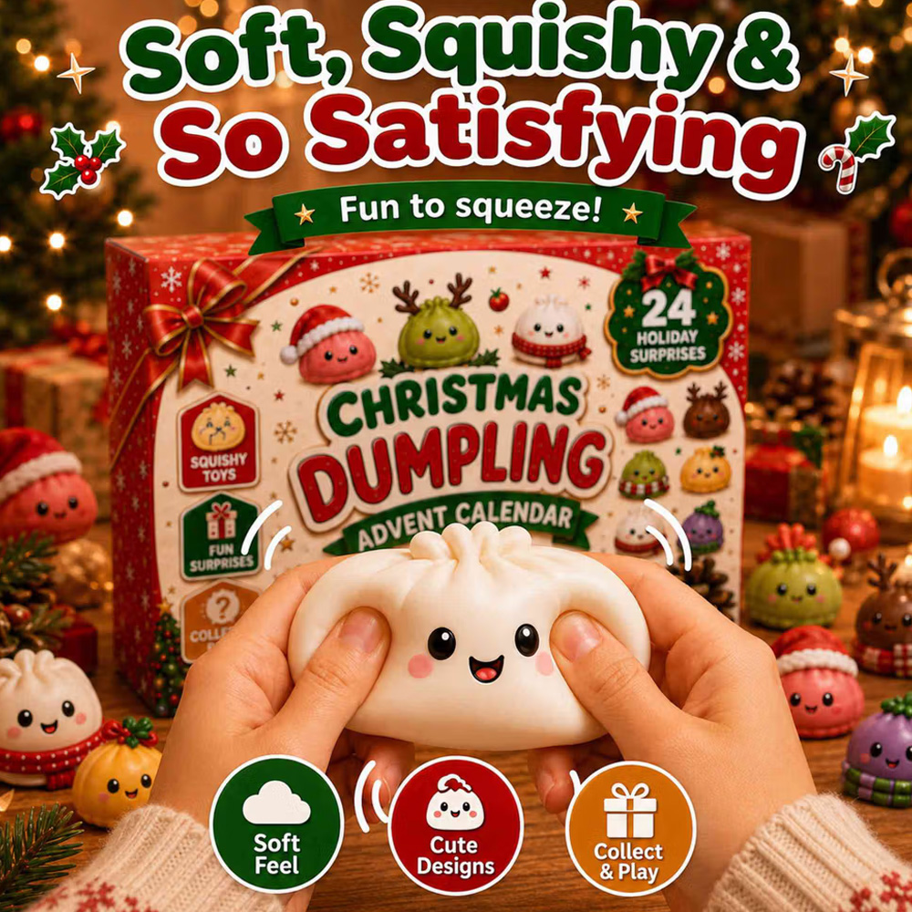 Personalized Christmas Dumpling Advent Calendar Squishy Toy Countdown Box Cute Kawaii Collectible Holiday Gift For Kids Toddlers Families