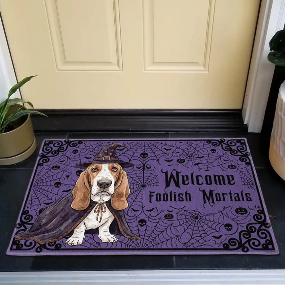 Personalized Doormat Custom Pet Portrait Watercolor Art Spooky Welcome Halloween