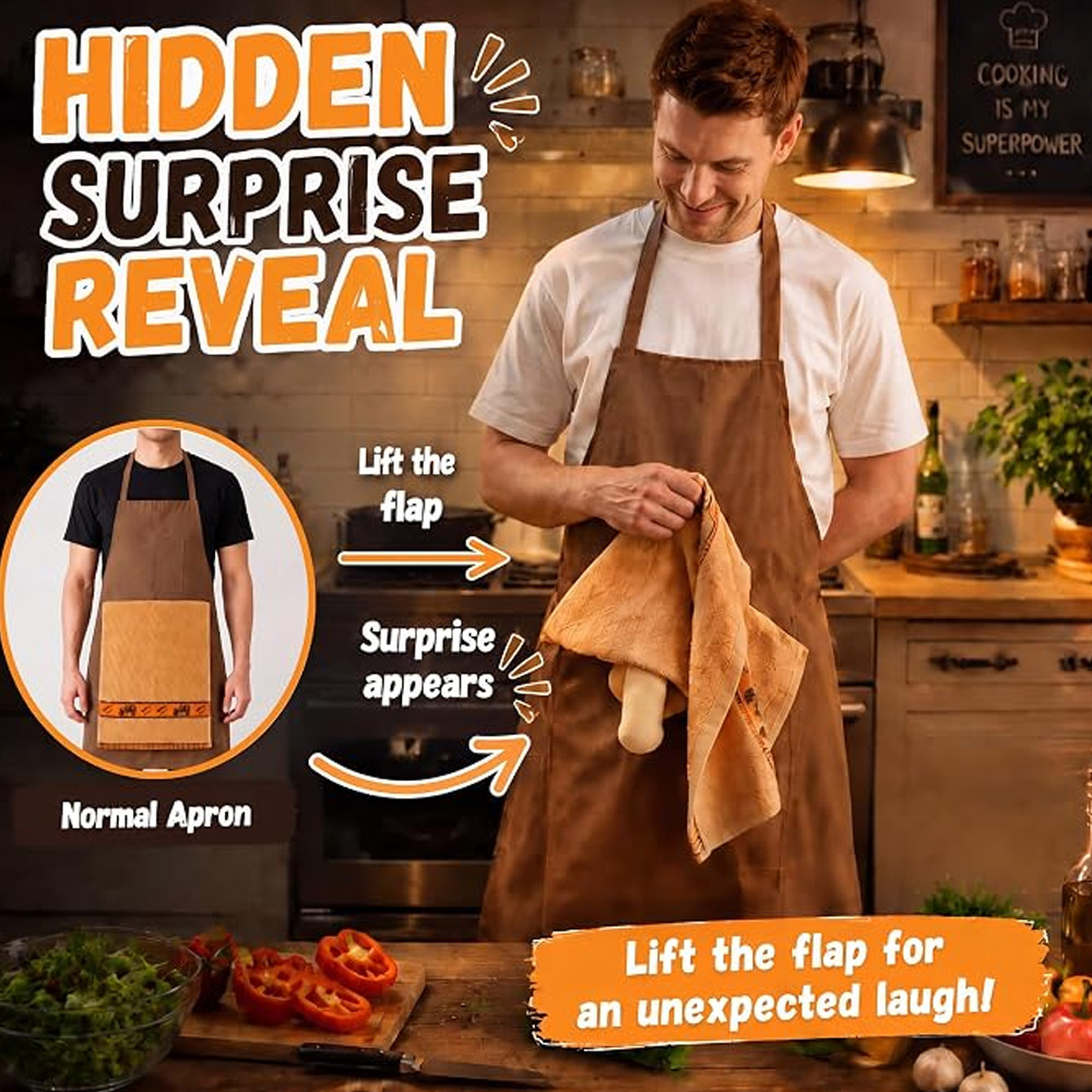 Funny Grill Apron With Hidden Towel Surprise Gag Gift For Men BBQ Chef Cooking Kitchen Party Fathers Day Present