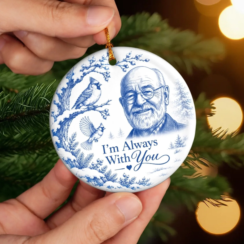 Personalized Christmas Memorial Sympathy Gifts For Loss Of Mom Dad Peaceful Hearts Living In Love Custom Photo Ceramic Ornament