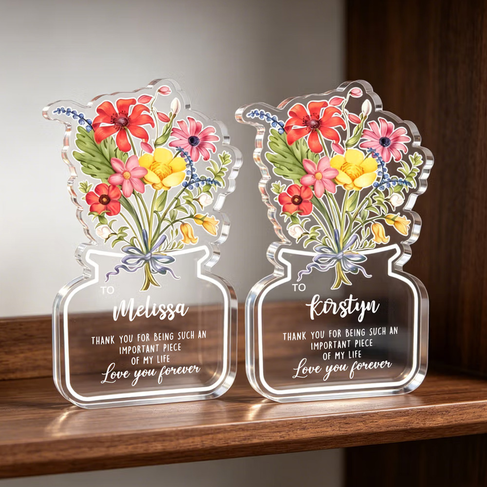 Personalized Love You Forever Flower Acrylic Plaque with Name Home Decor Anniversary Thanksgiving Day Gift for Mom Woman Wife