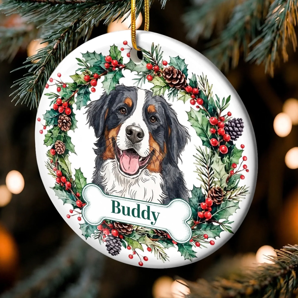 Personalized Pet Photo Christmas Ornament Custom Dog Cat Portrait Name Holiday Tree Hanging Gift Keepsake For Pet Lovers Xmas Decoration