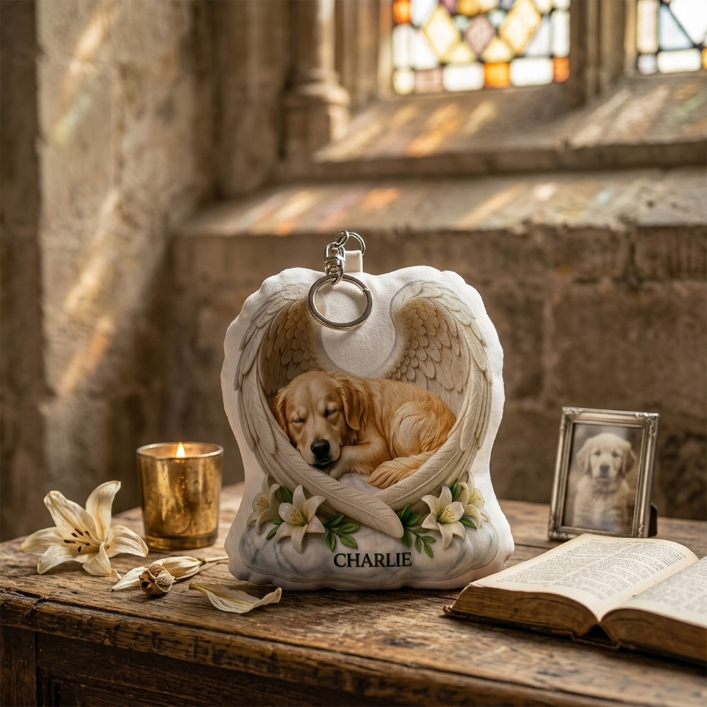Personalized Pet Memorial Keychain Angel Wings Dog Cat Remembrance Custom Name Loss Of Pet Gift Bag Charm Keepsake For Pet Lovers