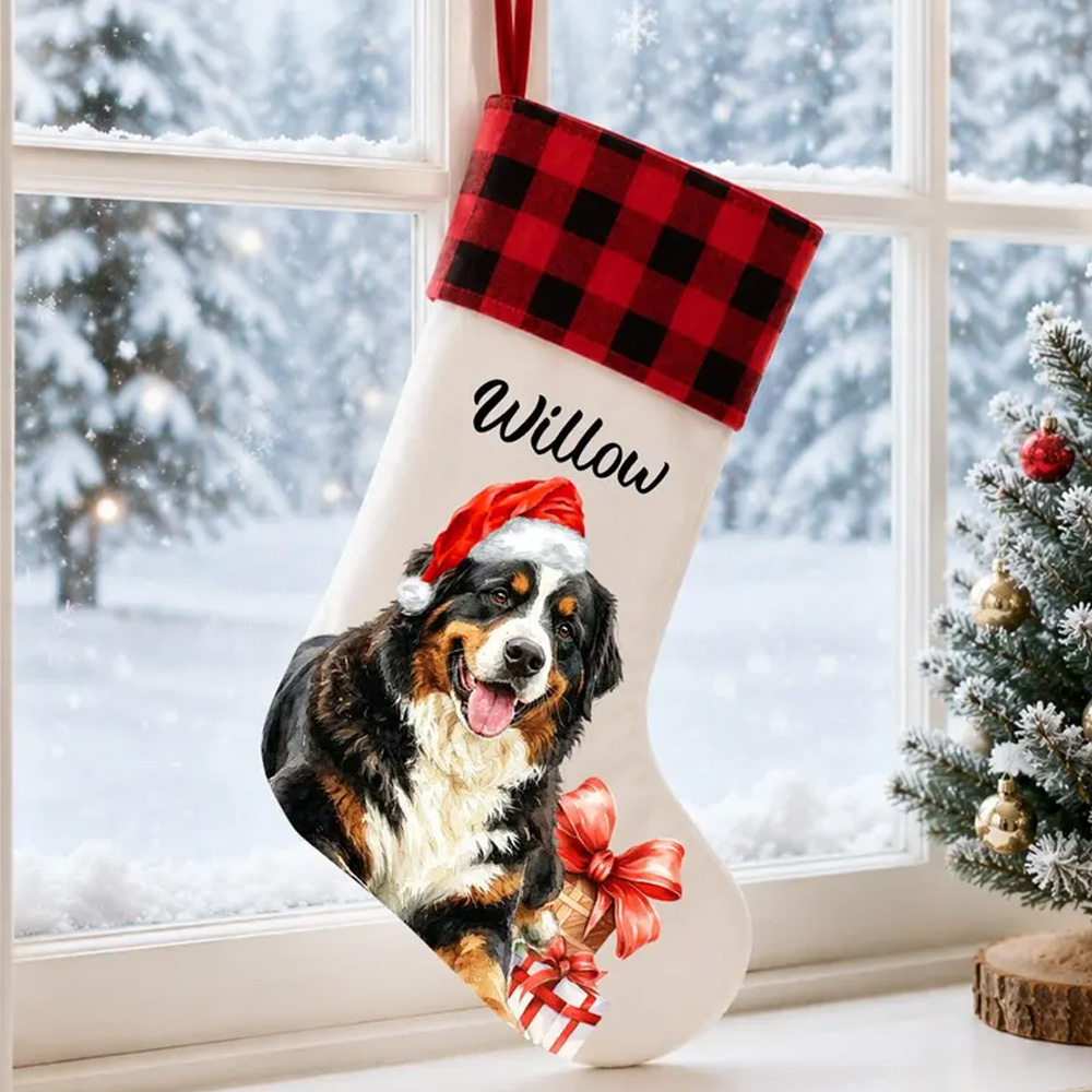 Personalized Pet Christmas Stockings Custom Pet Name Santa Hat Stockings For Dogs Puppy Lovers Family Fireplace Mantel Holiday Decor Xmas Gift