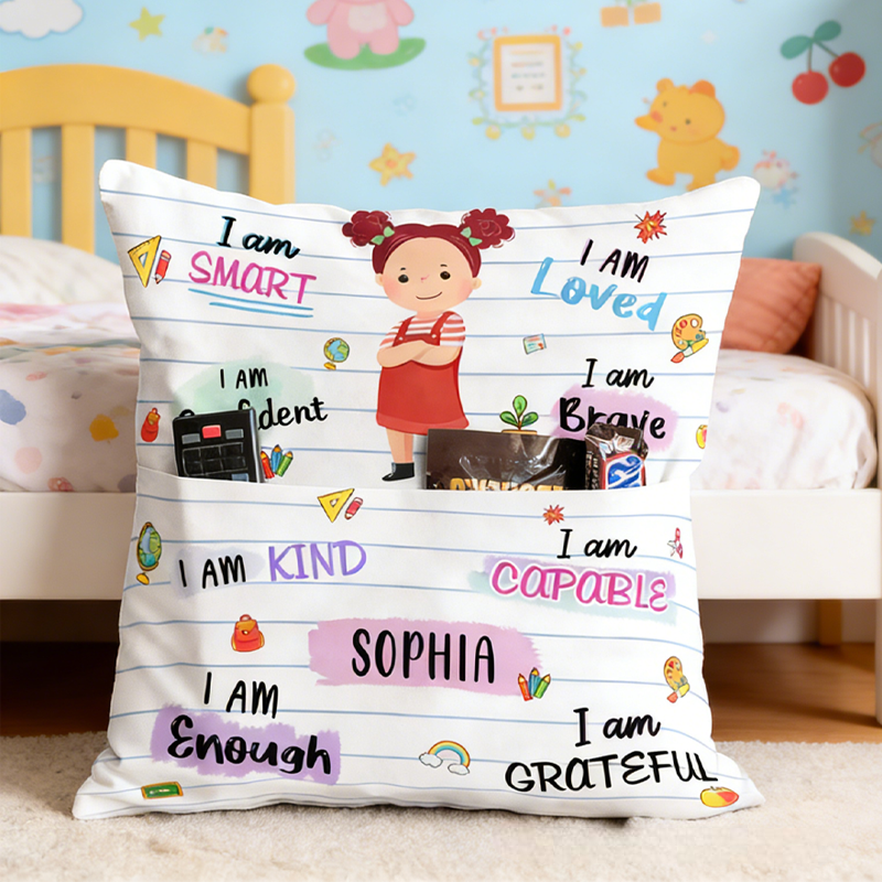 Personalized I Am Confident Pocket Pillow with Name Birthday Gifts for Kids  
