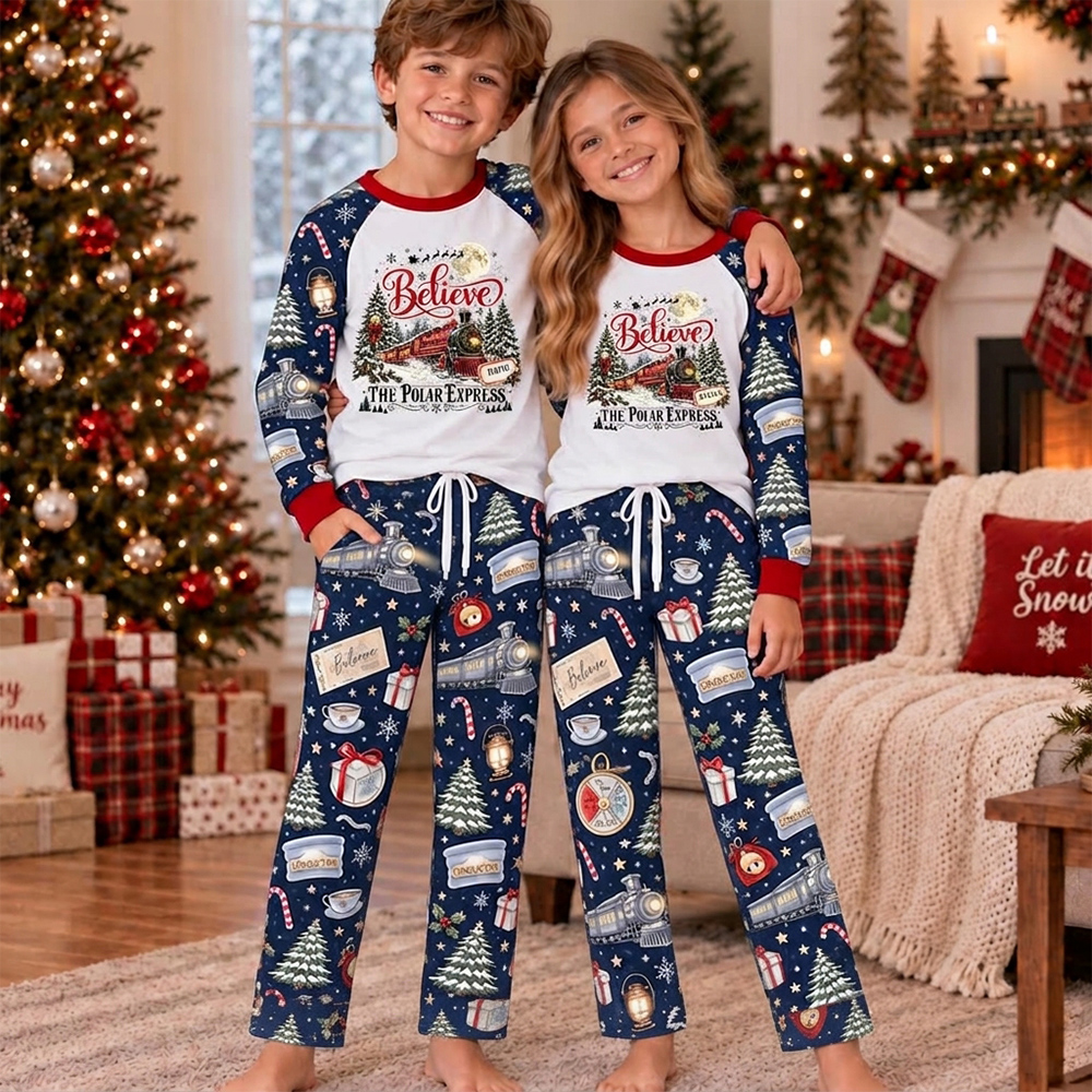 Personalized Polar Express Christmas Pajamas Family Matching Pajama Set Family Christmas Sleepwear