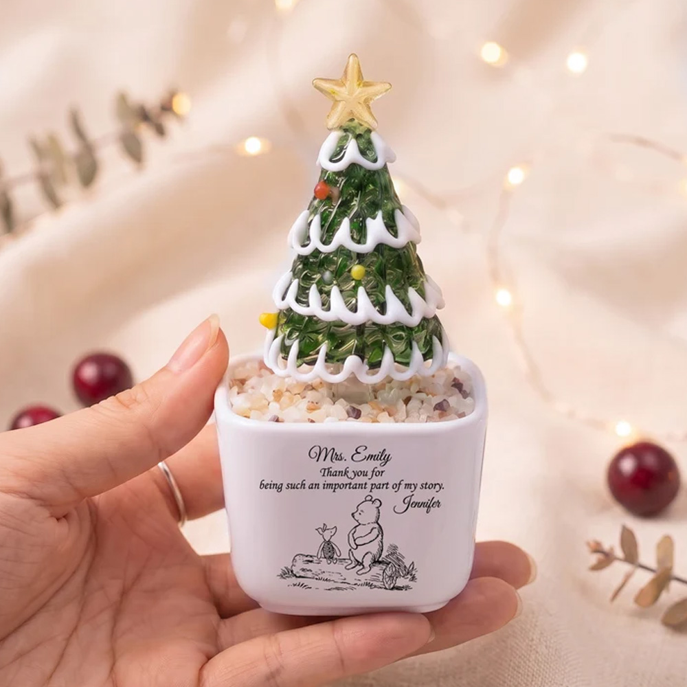 Personalized Teacher Christmas Tree Pot Gift With Custom Name Holiday Appreciation Keepsake