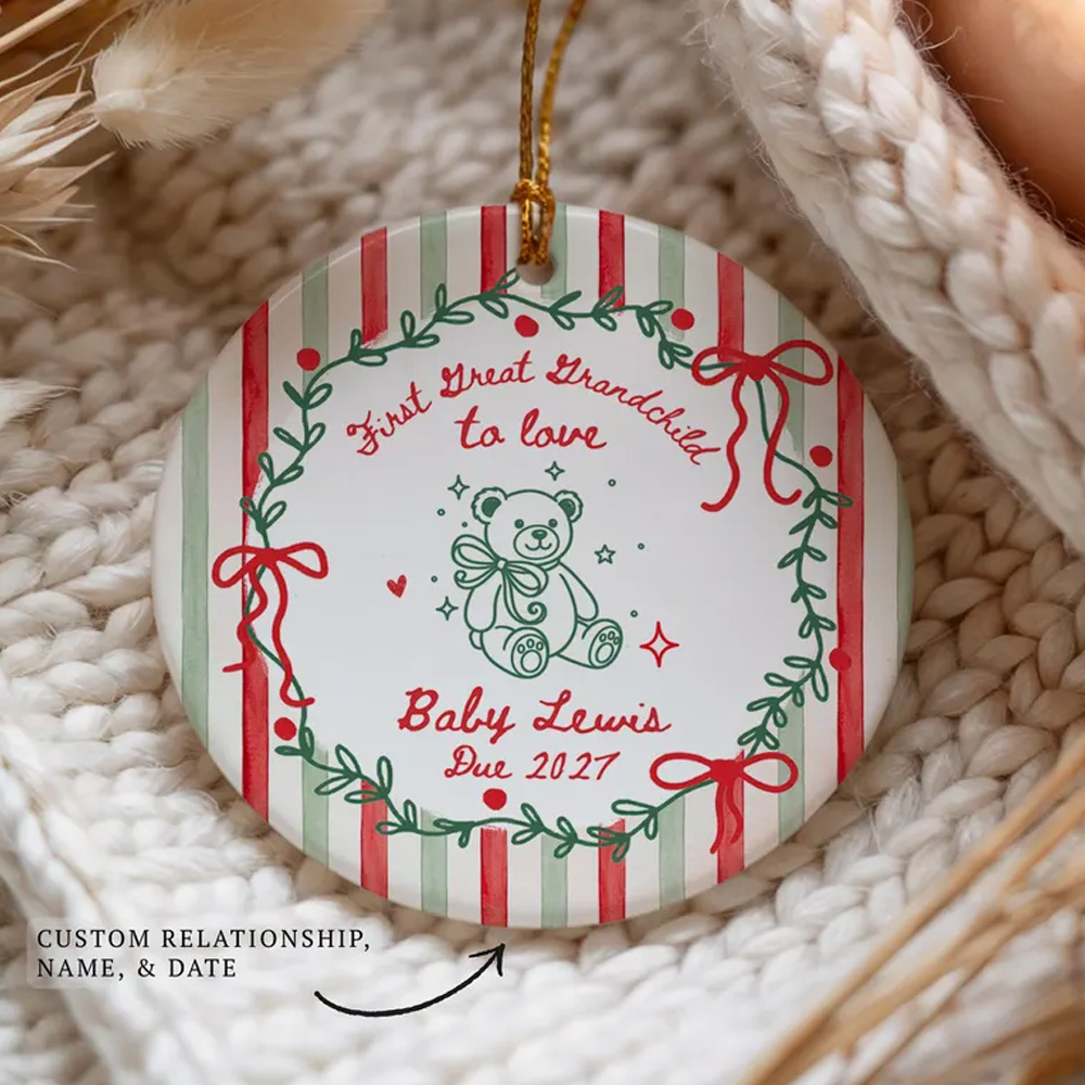 Promoted to Grandparents Again Ornament One More Grandchild to Love Pregnancy Announcement Gift Future Grandma Grandpa Christmas Keepsake