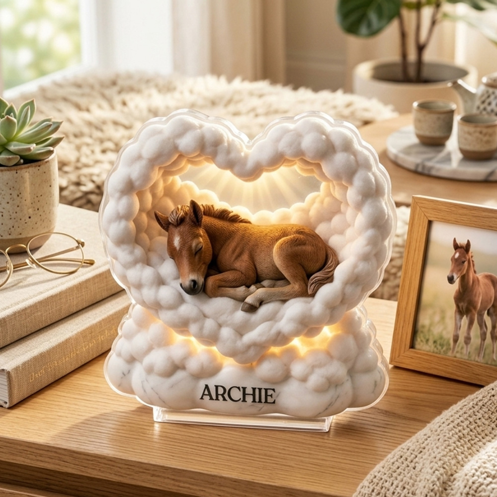 Personalized 3D-Effect Pet Memorial Cloud Heart Acrylic Plaque Custom Name Lamp Pet Loss Keepsake Gift For Pet Lovers