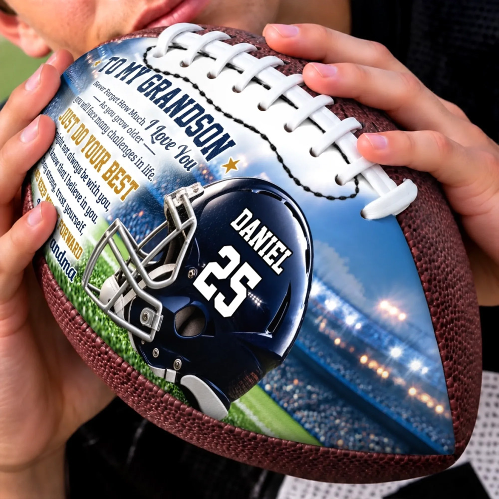 Personalized Birthday Gifts For Son Grandson American Football Lovers Sports Fans Sports Lovers Forever Proud Of You Always Custom Leather Football