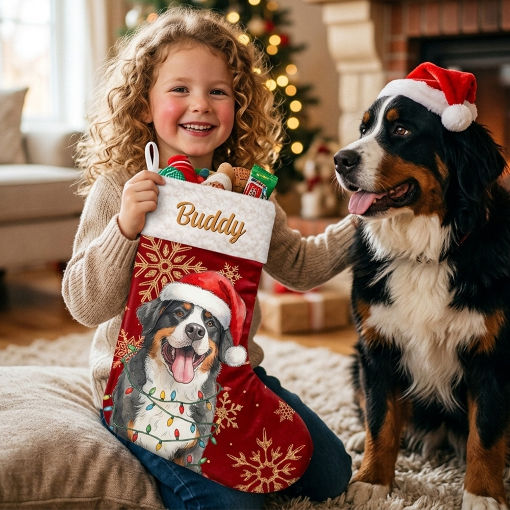 Personalized Christmas Birthday Gifts For Dog Cat Lovers Dog Dad And Mom Cat Owners Santa’s Favorite Furry Helper Custom Photo Christmas Stocking