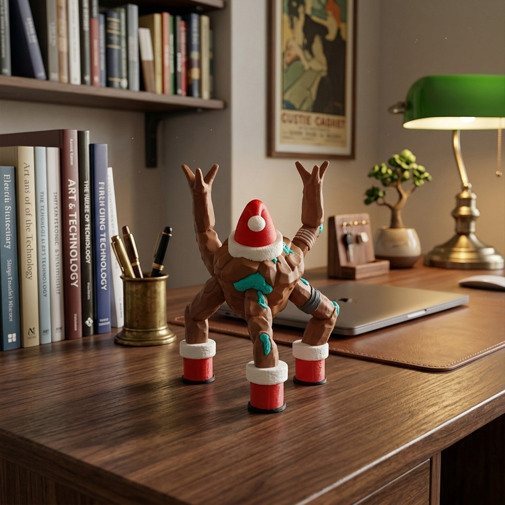 Personalized Christmas Funny Desk Buddy Clay Style Geek Office Gift Quirky Pen And Eyeglass Holder For Fans Rocky Eyeglass Holder Cute 3D Printed Holiday Desk Ornament Fun Santa Boots Spectacle Stand
