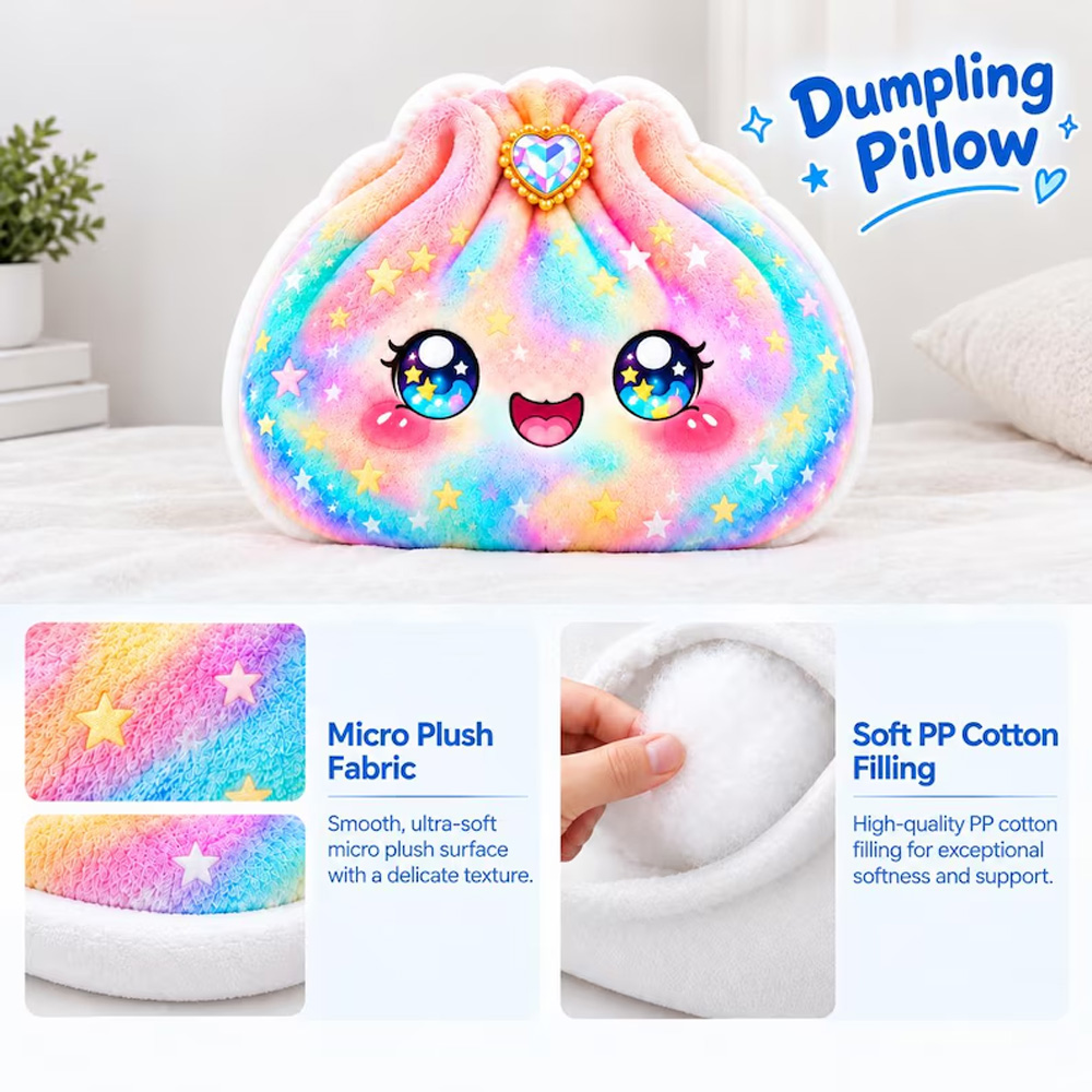 Personalized Rainbow Dumpling Pillow Custom Name Cute Smiling Face Soft Squishy Cuddle Cushion For Kids Bedroom