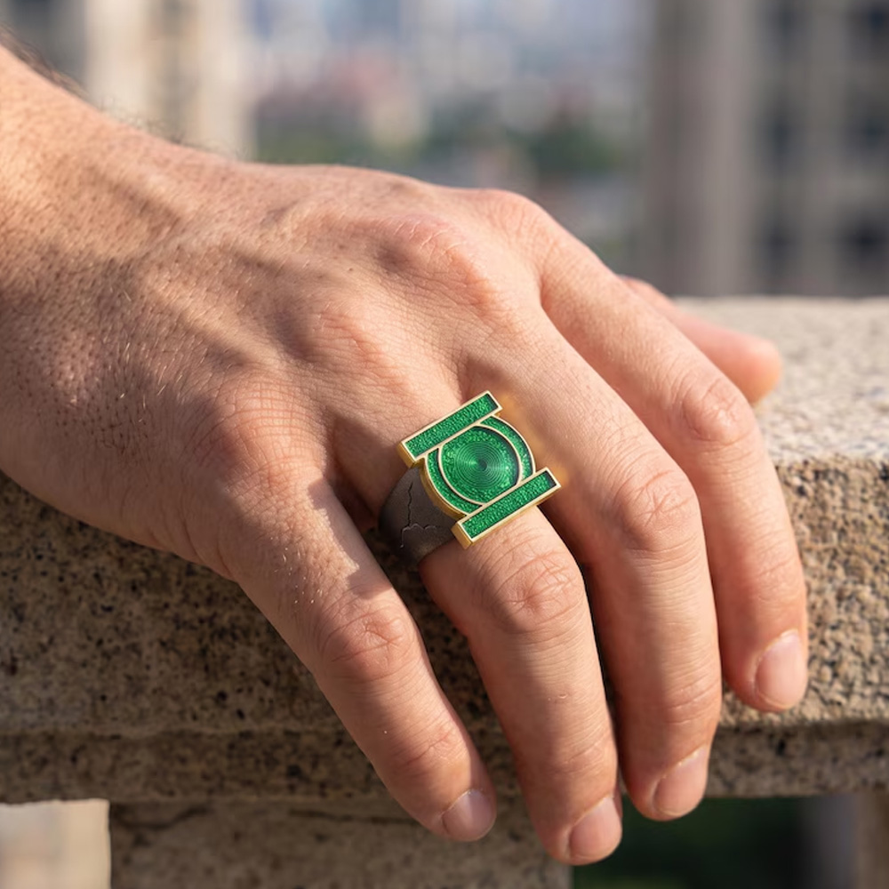 Green Superhero Signet Ring Adjustable Cosplay Power Ring Comic Book Fan Jewelry