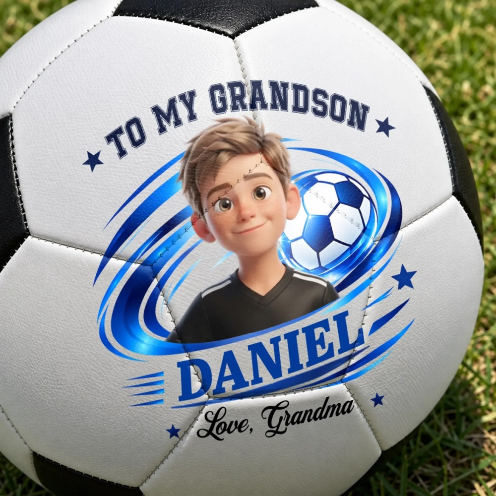 Personalized Soccer Ball Custom Photo Soccer Player Gifts For Grandson