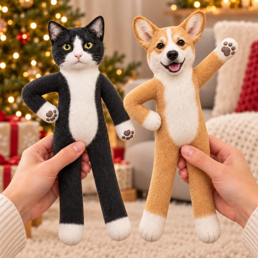 Personalized Poseable Plush Doll Custom Photo Funny Pet Christmas Gifts For Pet Lovers