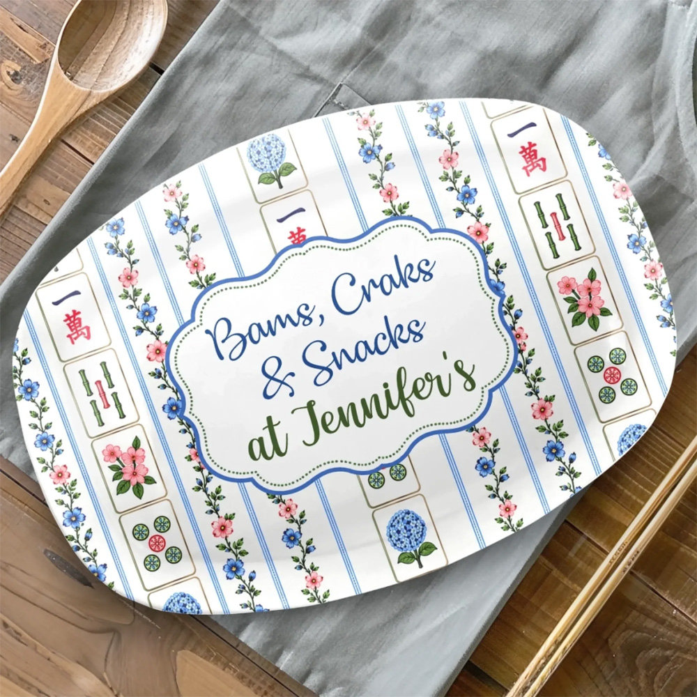 Personalized Platter Custom Name Mahjong Game Night Gifts