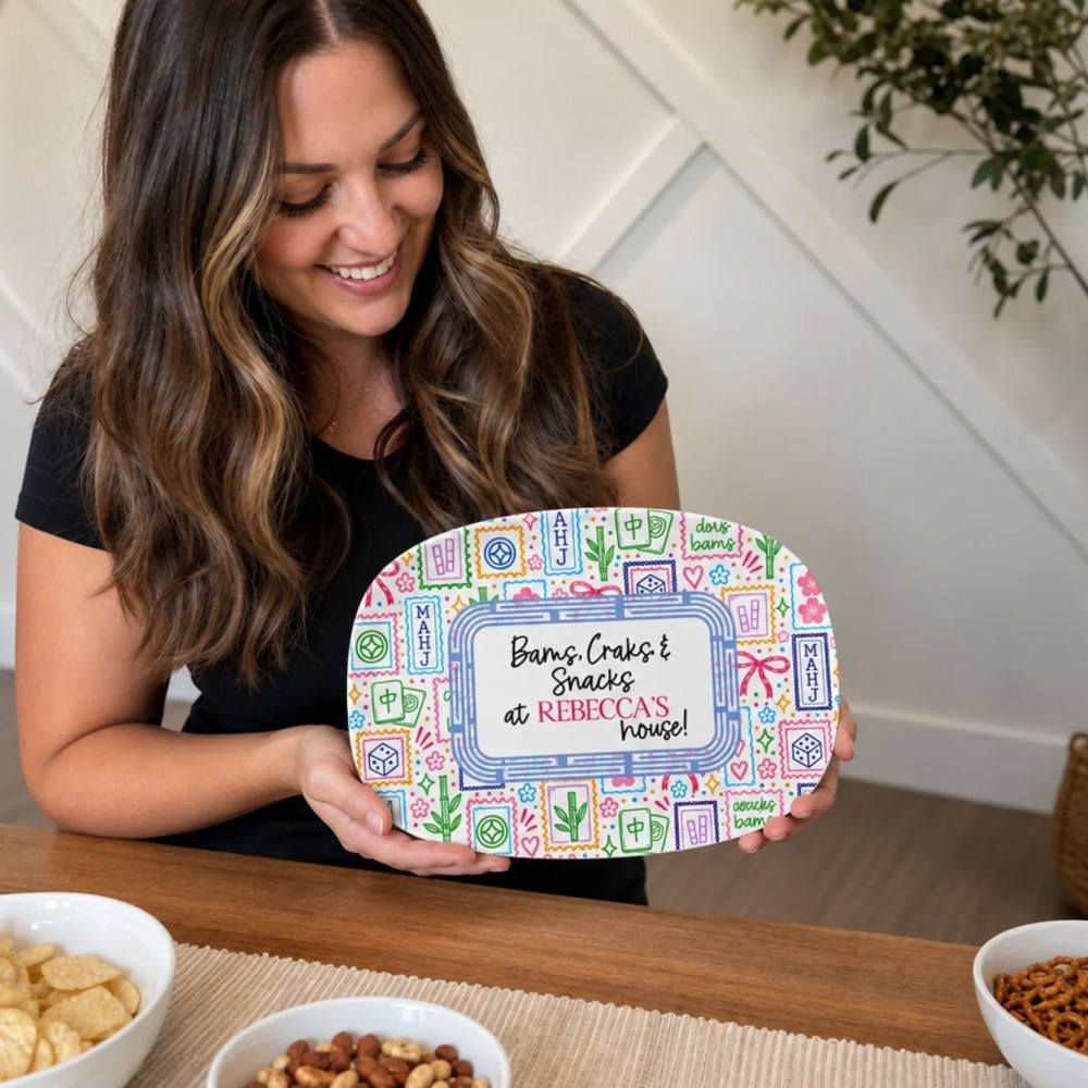 Personalized Platter Custom Name Mahjong Snack Party Gifts