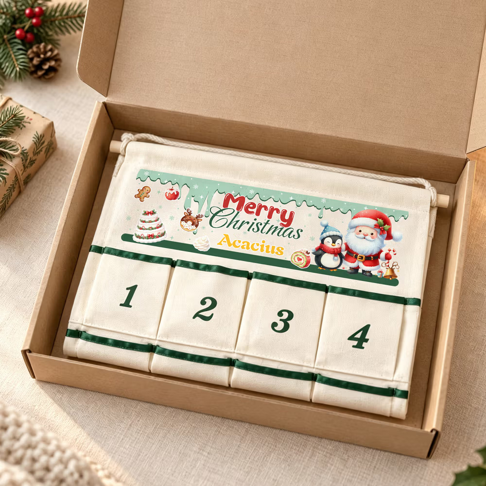 Personalized Festive Santa Claus Angel Christmas Advent Calendar Christmas Decorations Gift for Family Kids