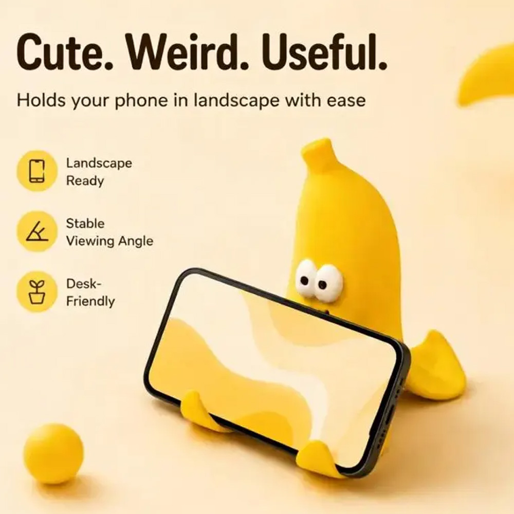 Cute Banana Phone Holder Stand Funny Kawaii Desk Accessory Gift for Her