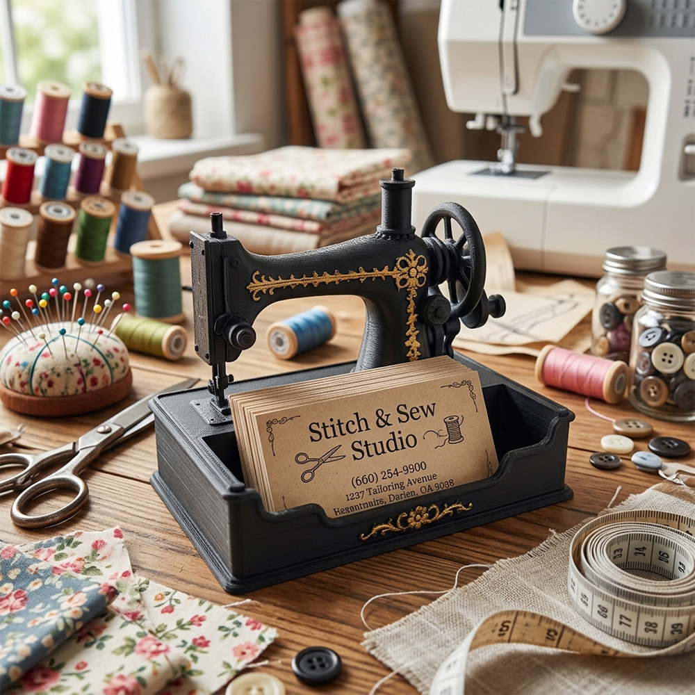 Antique Sewing Machine Business Card Holder